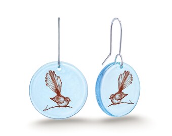 Glass Fantail Disc Earrings