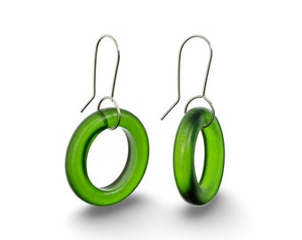 Recycled Glass Hoop Earrings - Small