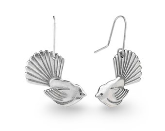 Fantail (Pīwakawaka)  Sterling Silver Earrings
