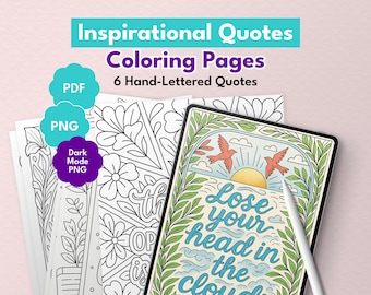 Inspirational Quote Coloring Pages | Printable & Procreate Art | Uplifting Lettering | Digital Download PDF+PNG