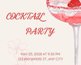 cocktail party invitation, printable cocktail invite, editable cocktail invitation, digital cocktail party, instant download invite