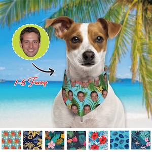 Custom Dog Bandana with Photo - Personalized Pet Bandana with Your Face - Funny Dog Scarf - Hawaiian Style - Custom Pet Gift for Dog Lovers