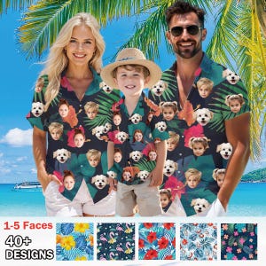Custom Face Hawaiian Shirt for Family - Custom Funny Hawaiian Shirt for Men, Women and Kids - Beach Party and Summer Vacation Family Shirt