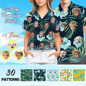 Custom Hawaiian Shirt with Photo Face - Personalized Short-sleeve Hawaiian Shirt for Men and Women - Summer Vacation Gifts for Couples