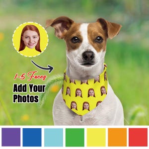Custom Dog Bandana with Photo - Personalized Pet Bandana with Your Face - Funny Dog Scarf - Pet Triangle Scarf - Custom Gift for Dog and Cat