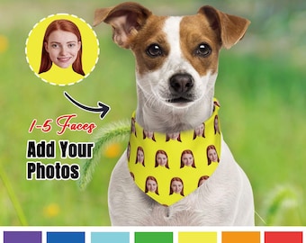 Custom Dog Bandana with Photo - Personalized Pet Bandana with Your Face - Funny Dog Scarf - Pet Triangle Scarf - Custom Gift for Dog and Cat