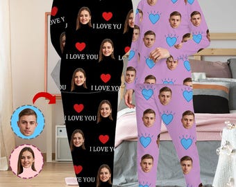 Custom Face Pajama Set – Personalized Photo Loungewear Gift