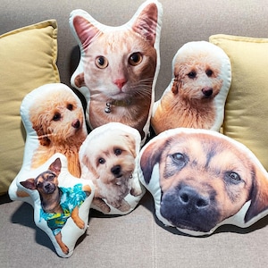 Custom Pet Photo Pillow - Personalized 3D Pet Face Cushion - Dog or Cat Photo Pillow - Custom Pet Gift for Pet Lovers - Pet Memorial Pillow