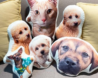 Almohada personalizada con foto de mascota - Cojín 3D personalizado con cara de mascota - Almohada con foto de perro o gato - Regalo personalizado para amantes de las mascotas - Almohada conmemorativa para mascotas