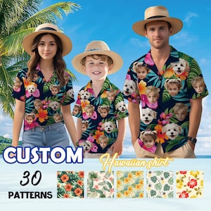 Custom Face Hawaiian Shirt for Family - Custom Hawaiian Shirt for Men, Women and Kids - Beach Party and Summer Vacation Family Shirt