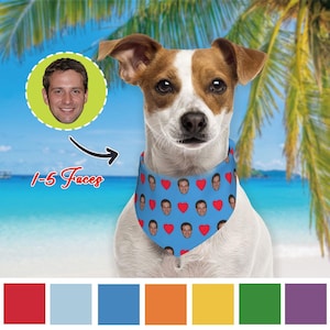 Custom Dog Bandana with Photo - Personalized Pet Bandana with Your Face - Funny Dog Scarf - Love Heart Style - Custom Pet Gift for Dog Lover
