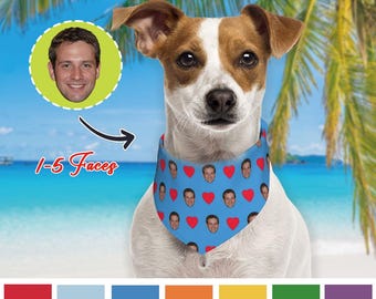 Custom Dog Bandana with Photo - Personalized Pet Bandana with Your Face - Funny Dog Scarf - Love Heart Style - Custom Pet Gift for Dog Lover
