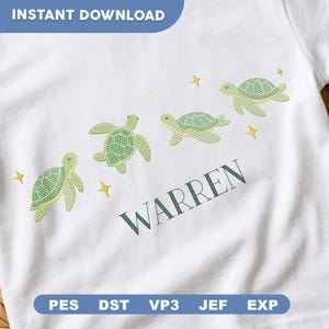 Zwemmende zeeschildpad schetsborduurwerk, schattige groene schildpad mini machineborduurontwerpen, oceaandierbestanden, pes dst, INSTANT DOWNLOAD