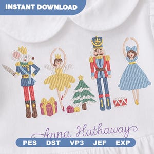 Nötknäpparen balettskiss broderidesign, julfigurer, ballerina mus kung maskinbroderi, pes dst jef vp3, DIREKT NEDLADDNING
