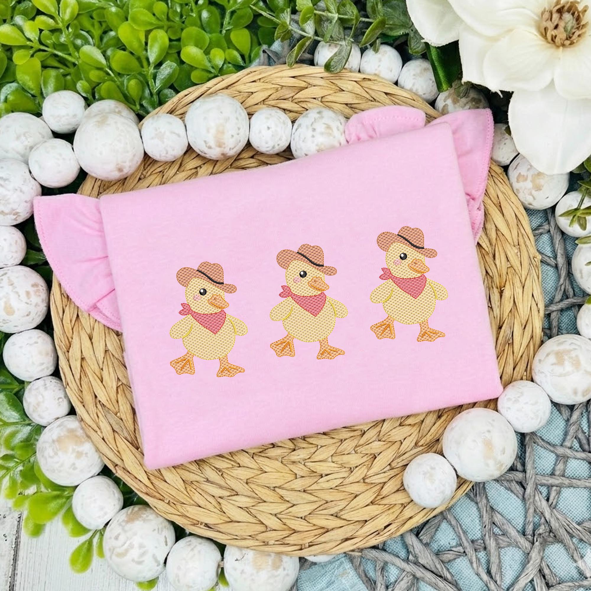 Cowboy Duck Sketch Embroidery Design, Western Duck Sketch Fill, Cute ...
