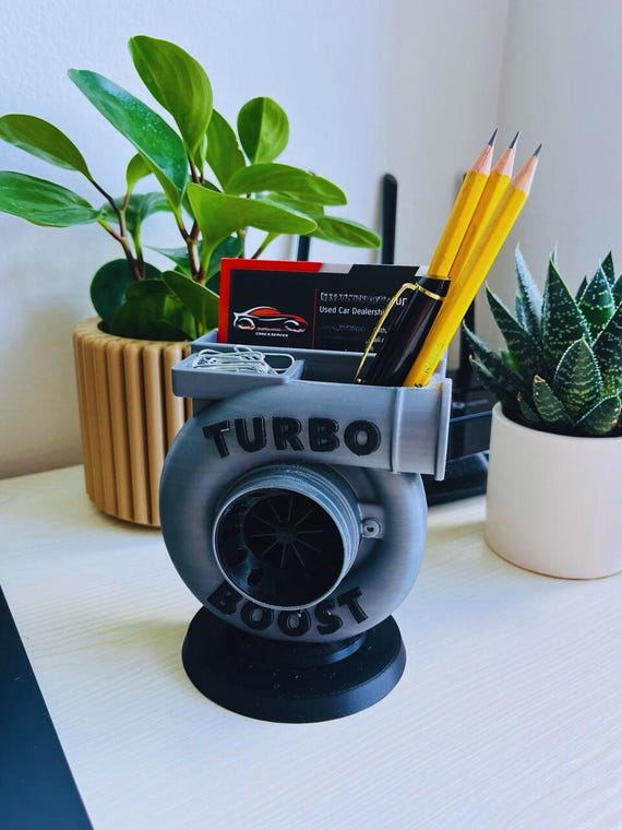 Turbo Boost Business Card Holder STL – 3D Printing File, Desk Organizer, Pencil Holder, Car Enthusiast Gift