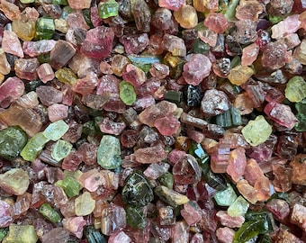 Rough Pink & Green Tourmaline Crystals: Mozambique Gemstones