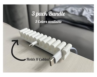 11-Port Cable Organizer 3 Set: Mount Anywhere Desk Cord Holder