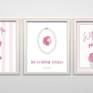 Phi Mu Sorority Art Prints: Floral Dorm Decor (Digital Download, 8x10 PNGs)