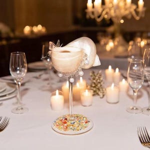 Seashell Cocktail Glasses: Beach Wedding Goblets with Tassel