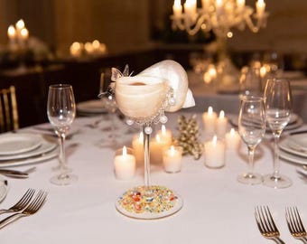 Seashell Cocktail Glasses: Beach Wedding Goblets with Tassel