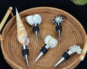 Natural Conch Wine Bottle Stopper, Beach Wedding Favor