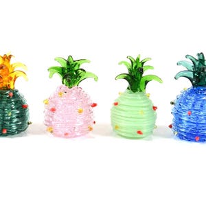 Handmade Glass Pineapple Figurines | Colorful Glass Art Home Décor | Tropical Fruit Ornament | Unique Gift for Collectors