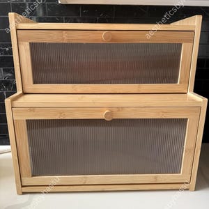 Large Wooden Bread Box | Corner Bread Box | Bread Storage | Bread Box Countertop | Bread Holder | Kitchen Decor | Bread Organizer