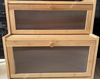 Bamboo Bread Box: Large Capacity, Ladder Design, Kitchen Storage