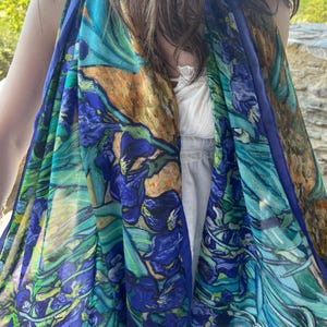 Large Silk Scarf 192x74 cm (75.5&#39;&#39;x29.13&#39;&#39;) Vincent Van Gogh Painting, Artistic Abstract Print Silk Wrap, Colorful Luxury Fashion Accessory