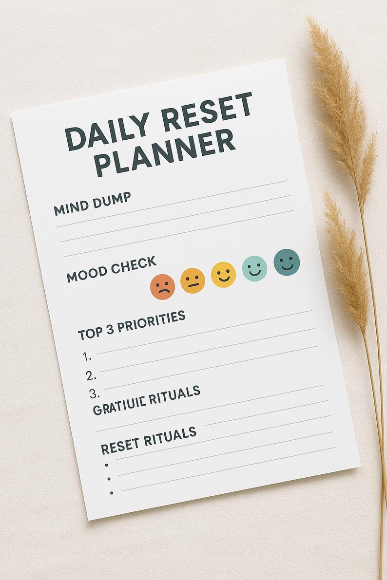 Daily Reset Planner Printable | Mood & Mind Organizer | Instant ...