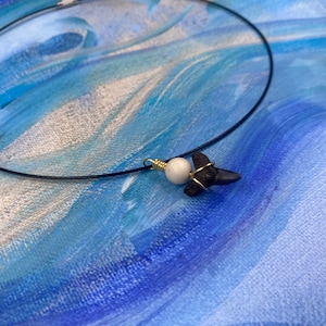 Shark Tooth and Pearl Choker | Real Fossil Shark Tooth Jewelry | Beachy Coastal Necklace for Surfers & Ocean Lovers | Handmade