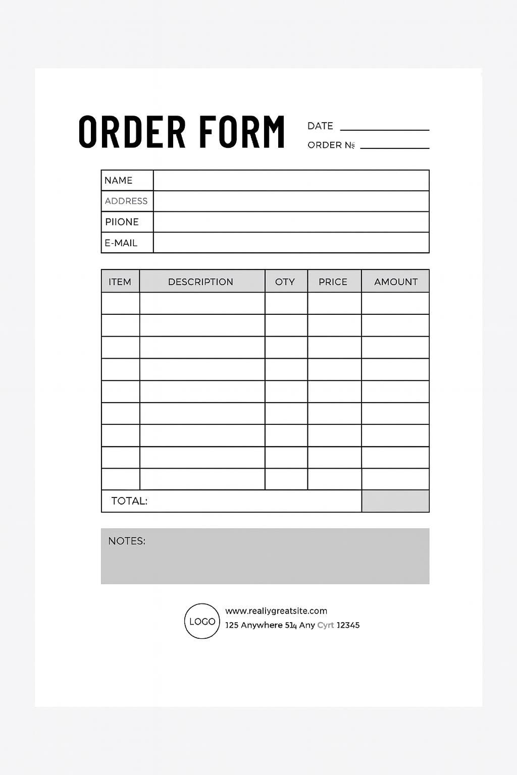 Printable Order Form Template: Small Business Sales Sheet (PDF Download ...