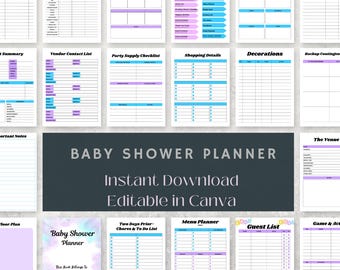 49-Page Baby Shower Planner | Printable Baby Shower Checklist, Games, Budget Tracker & Guest List Organizer | Digital Download