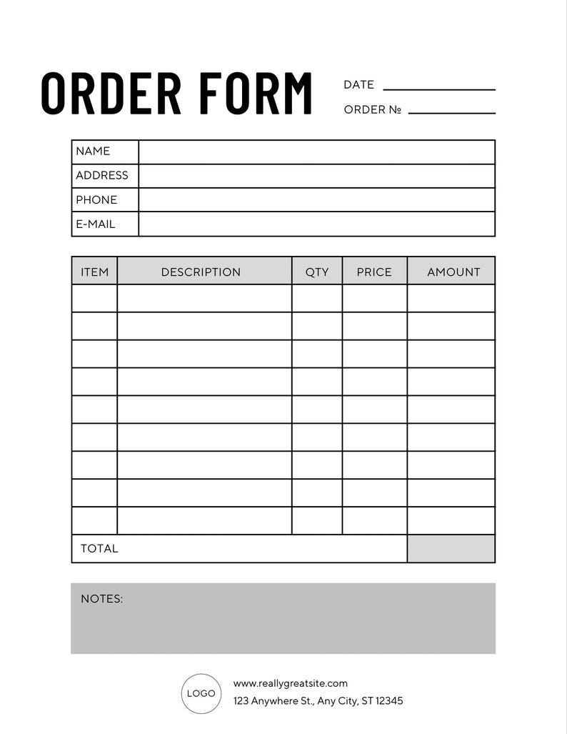 Printable Order Form Template: Small Business Sales Sheet (PDF Download ...