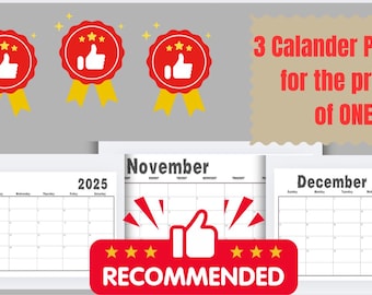 October november december calendar digital template | October Calendar | November Calendar | December  Calendar | Calendar Template Bundle