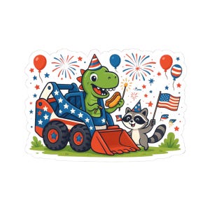 Festliche Dinosaurier Aufkleber | 4. Juli Dekor, Kinder-Partyzubehör, lustige Vinyl-Aufkleber, niedliche Geschenke für Kinder, Americana-Thema
