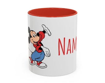 Taza personalizable de Mickey Mouse con nombre, 11 oz o 15 oz.