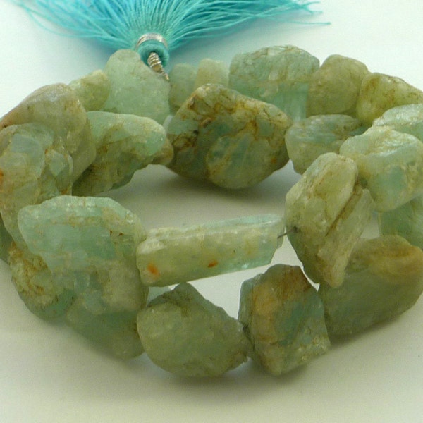 SALE Pretty rough aquamarine nugget beads 11-20mm 1/2 strand 7 inches