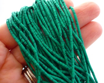 Bright green turquoise matte heshi beads 1.5-2mm 1/2 strand