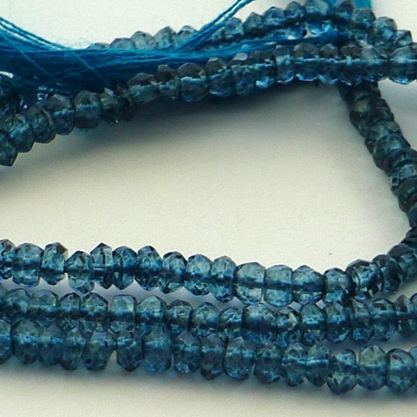 Beautiful london blue topaz rondelles 3mm partial strand