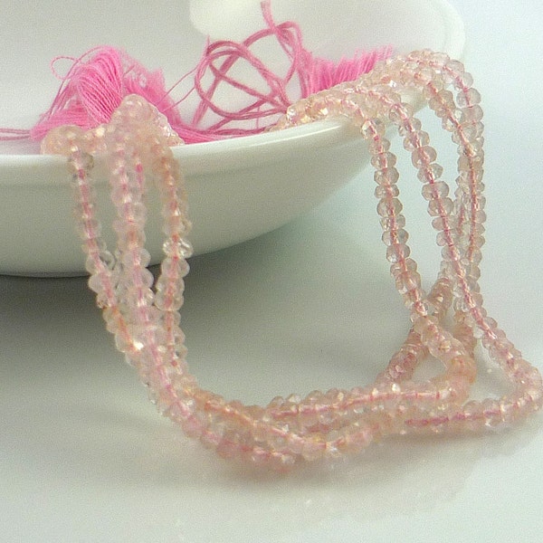 Rose quartz faceted rondelle beads 2.5-3mm 1/4 strand