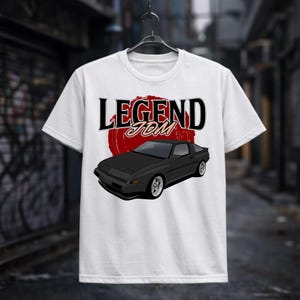 T-shirt noir Mitsubishi Starion, style JDM années 80, imprimé voiture de sport japonaise rétro à carrosserie large