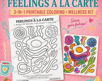 Hojas de trabajo de autocuidado para adultos / Para colorear + Diario + Mini meditación / Actividad de mindfulness imprimible en PDF