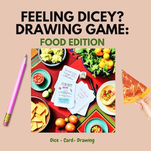 Feeling Dicey Food Drawing Game – Funny Art Prompts & Dice Set for Creatives, Artists, Game Night, Therapy Gifts, or Emotional Self-Care
