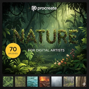 Nature Procreate Brush Bundle – 70 Botanical, Leaves, Flowers, Grass & Tree Stamps | Digital Art Brush Pack