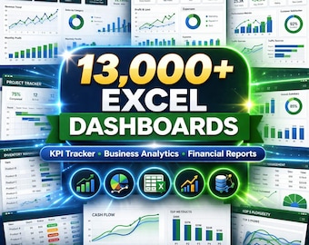 13,000+ Excel Dashboard Templates Bundle | KPI Tracker, Business Analytics, Financial Reports, Data Visualization XLS Pack