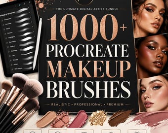 1000+ Procreate Face & Makeup Brushes | Portrait Stamps, Eye, Lip, Nose, Hair Texture Brushes | Procreate Face Stamp Kit