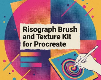 Kit de textures pour Procreate avec pinceaux Risograph | Textures rétro risographiques, demi-teintes et bruit pour Procreate