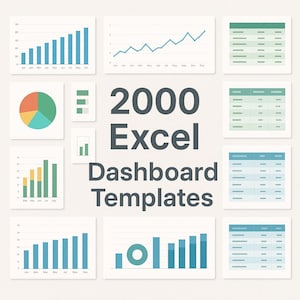 2000 Excel Project Dashboard Templates | Financial KPI & Business Analytics Spreadsheet Bundle | Editable Excel Dashboards Instant download